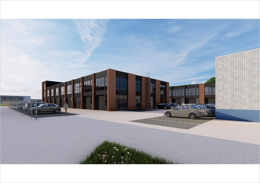 Achterzijde met parkeerplaatsen